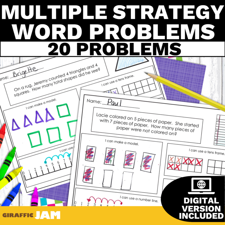 Mixed Addition & Subtraction Word Problems within 20 with Digital ...