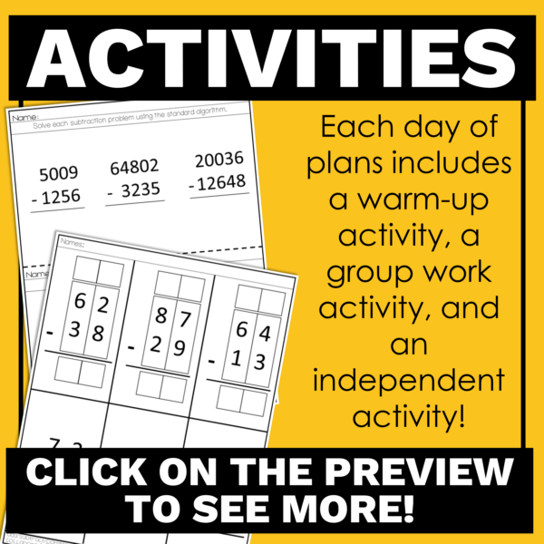 4th Grade Math Addition and Subtraction Lesson Plans for Standard Algorithm - Image 4