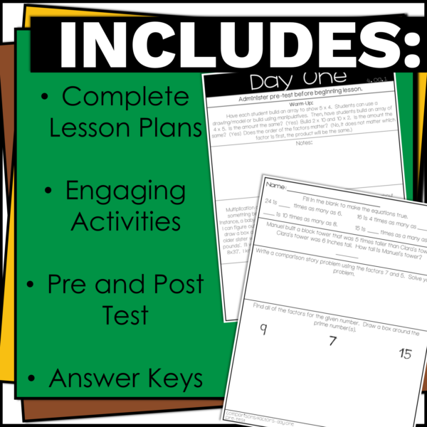 4th Grade Math Finding Factor Pairs Lesson Plans for Multiplication Unit - Image 2