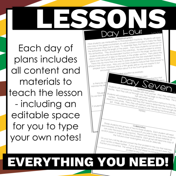 4th Grade Math Lesson Plans Bundle for 4th Grade Fraction Unit - Image 3