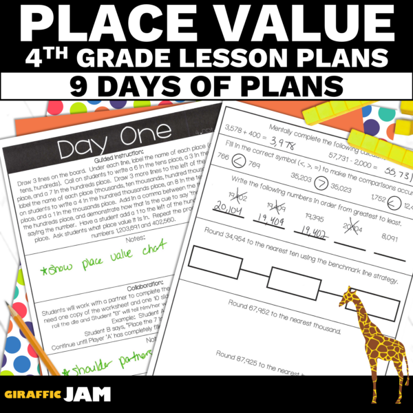 4th Grade Math Place Value Lesson Plans to Teach a Place Value Unit