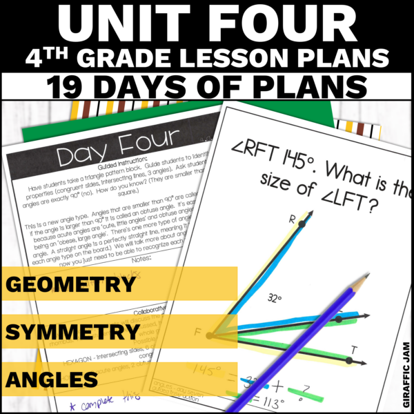 4th Grade Math Lesson Plans Bundle for 4th Grade Geometry Unit