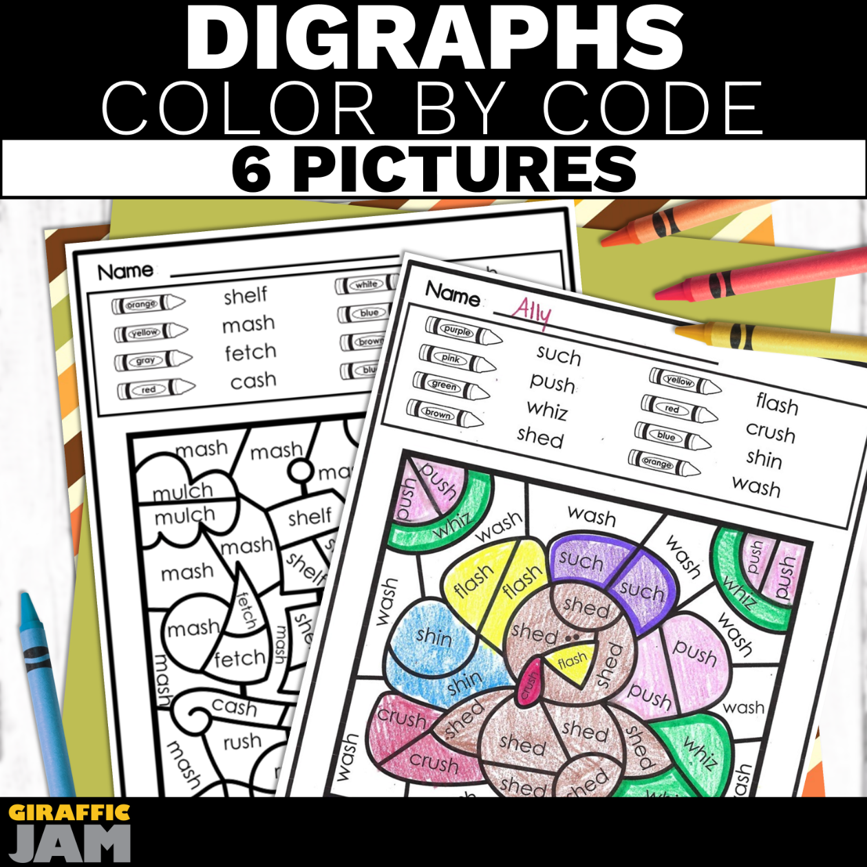 Fall Color by Code for Digraph Words Digraph Activity for Fall Centers ...