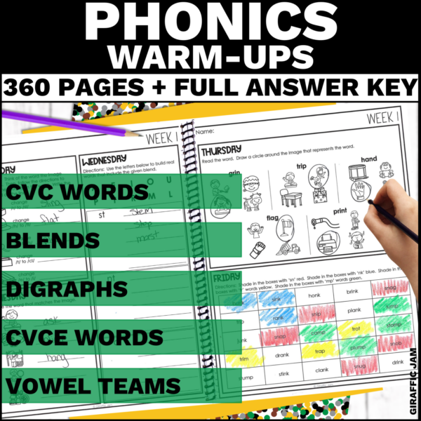 Daily Phonics Activities to Practice Decoding Phonics Worksheets Bundle