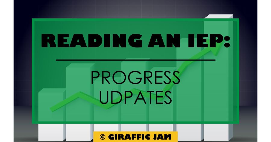 Graph with green overlay and black text that says reading an IEP progress updates