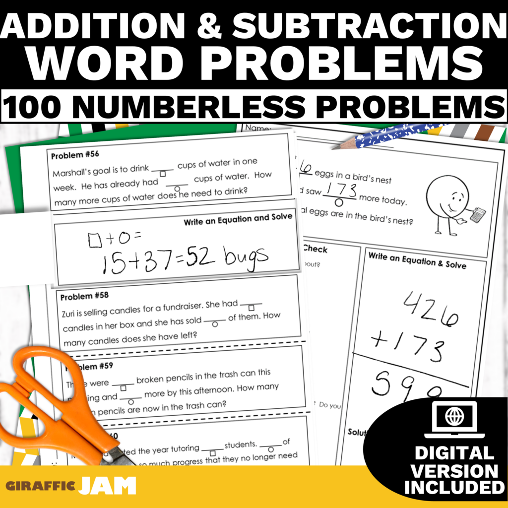 Numberless Addition and Subtraction Word Problem Bundle Learn to Solve ...