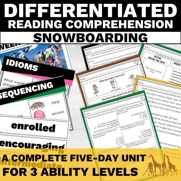 Snowboarding Differentiated Reading Comprehension Passage and Questions