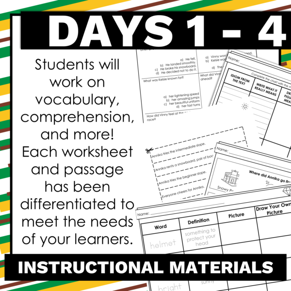 Snowboarding Differentiated Reading Comprehension Passage and Questions - Image 3